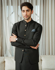 BOTTLE GREEN EXCLUSIVE KAMEEZ SHALWAR + WAISTCOAT
