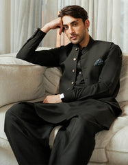 BOTTLE GREEN EXCLUSIVE KAMEEZ SHALWAR + WAISTCOAT