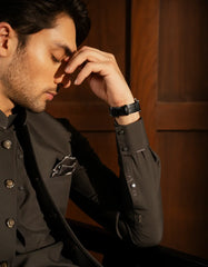 CHARCOAL EXCLUSIVE KAMEEZ SHALWAR + WAISTCOAT