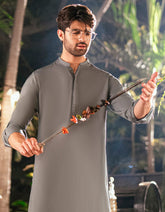 GREY BLENDED SEMI-FORMAL KAMEEZ SHALWAR