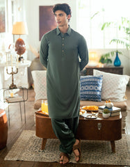 GREEN BLENDED CASUAL KAMEEZ SHALWAR