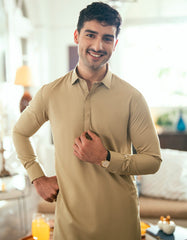 BEIGE BLENDED CASUAL KAMEEZ SHALWAR