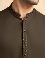 DARK GREEN BLENDED FORMAL KAMEEZ SHALWAR