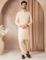 CREAM BLENDED CASUAL KAMEEZ SHALWAR
