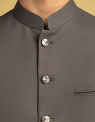 GREY BLENDED EXCLUSIVE KAMEEZ SHALWAR & WAISTCOAT