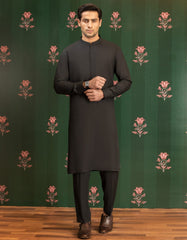 BLACK BLENDED UNSTITCHED KAMEEZ SHALWAR FABRIC | JJMS-2029