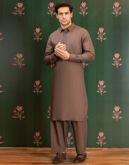 SPICE BROWN COTTON UNSTITCHED KAMEEZ SHALWAR FABRIC | JJMS-2040