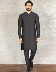 CHARCOAL GREY BLENDED UNSTITCHED KAMEEZ SHALWAR FABRIC | JJMS-2045