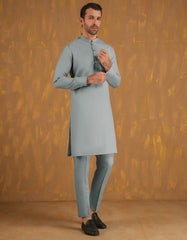 BLUE BLENDED UNSTITCHED KAMEEZ SHALWAR FABRIC
