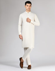 OFF WHITE BLENDED UNSTITCHED KAMEEZ SHALWAR FABRIC | JJMS-3056