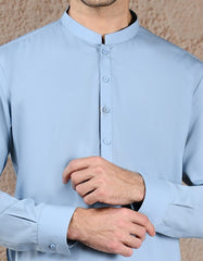 BLUE BLENDED UNSTITCHED KAMEEZ SHALWAR FABRIC