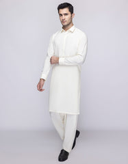 OFF WHITE BLENDED UNSTITCHED KAMEEZ SHALWAR FABRIC