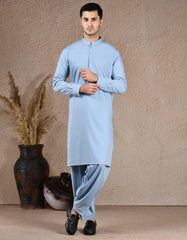 ICE BLUE BLENDED UNSTITCHED KAMEEZ SHALWAR FABRIC