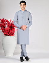 HATCHED BLUE COTTON UNSTITCHED KAMEEZ SHALWAR FABRIC
