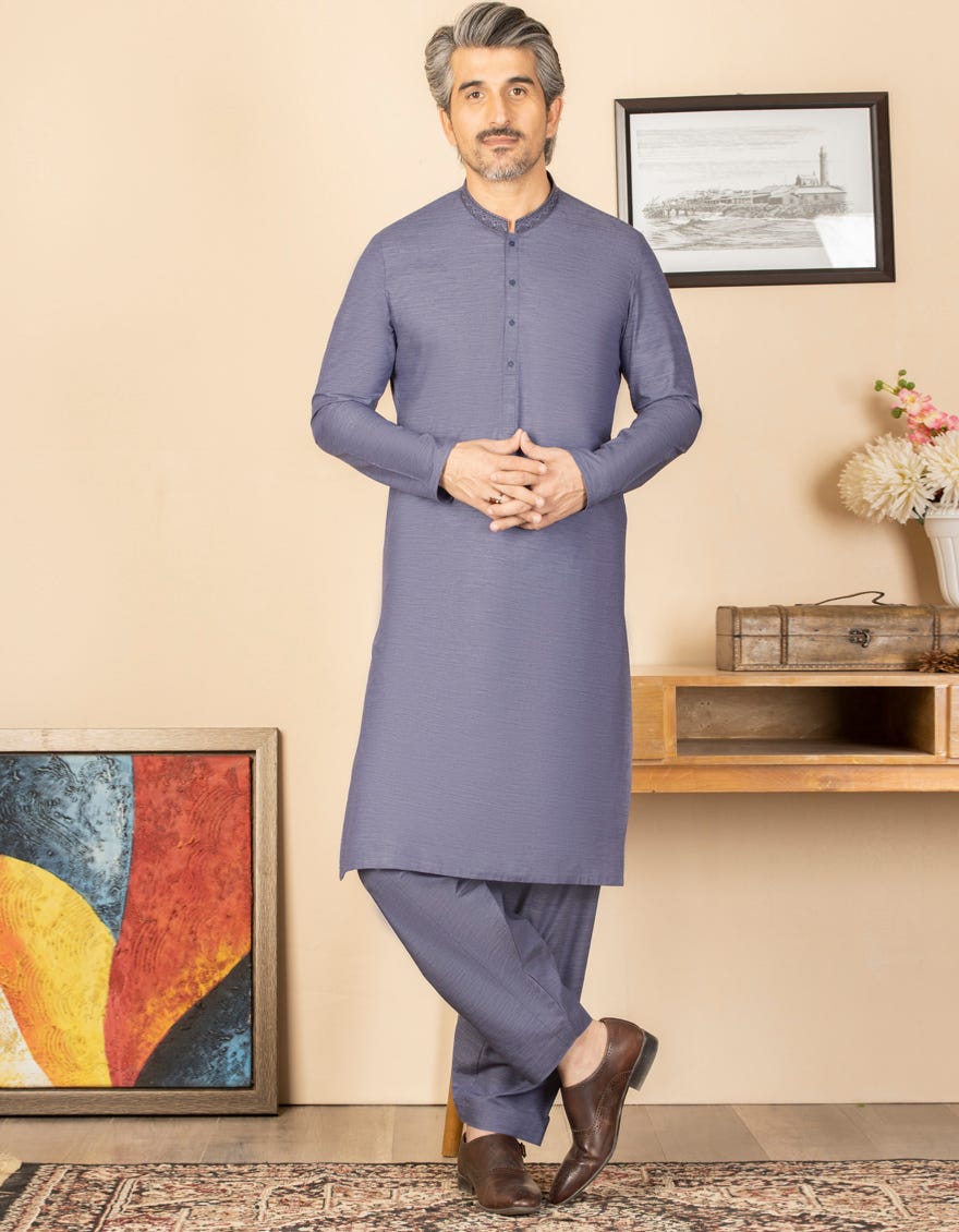 LAVENDER BLENDED UNSTITCHED KAMEEZ SHALWAR FABRIC | JJMS-1992
