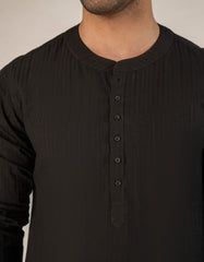BLACK BUNNAT COTTON CASUAL SHORT KURTA