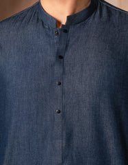 DENIM BLUE COTTON CASUAL SHORT KURTA