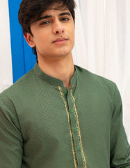 GREEN COTTON KURTA
