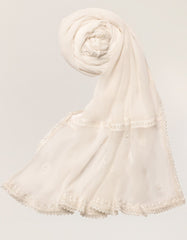 WHITE IMPURE CHIFFON EMBROIDERED DUPATTA