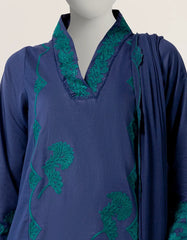 BLUE LAWN EMBROIDERED STITCHED 3PC