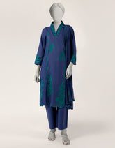 BLUE LAWN EMBROIDERED STITCHED 3PC