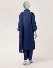 BLUE LAWN EMBROIDERED STITCHED 3PC