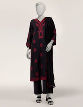 BLACK LAWN EMBROIDERED STITCHED 3PC