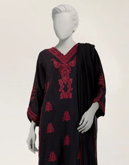 BLACK LAWN EMBROIDERED STITCHED 3PC