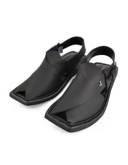 MATT BLACK PLAIN TRENDY PESHAWARI SANDALS