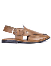 BROWN TEXTURED PESHAWARI SANDALS