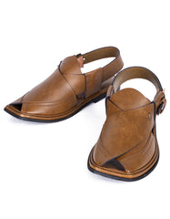 BROWN TEXTURED PESHAWARI SANDALS