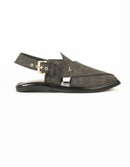 BLACK PLAIN PESHAWARI SANDALS