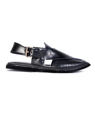 BLACK TEXTURED PESHAWARI SANDALS