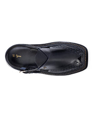 BLACK TEXTURED PESHAWARI SANDALS