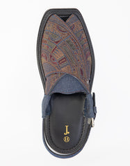 DENIM BLUE EMBROIDERED PESHAWARI SANDALS