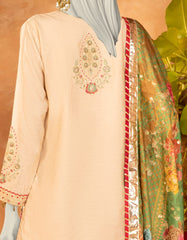 BEIGE COTTON SILK EMBROIDERED 3PC STITCHED