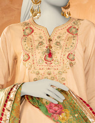 BEIGE COTTON SILK EMBROIDERED 3PC STITCHED
