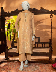 BEIGE RAW SILK EMBROIDERED 3PC STITCHED