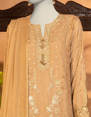 BEIGE RAW SILK EMBROIDERED 3PC STITCHED