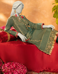 GREEN COTTON EMBROIDERED 3PC STITCHED