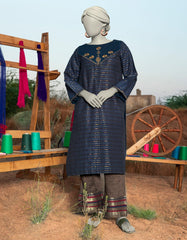 BLUE JACQUARD EMBROIDERED KURTI | JJLK-S-JSS-25-320