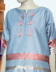 BLUE JACQUARD EMBROIDERED KURTI | JJLK-S-JSS-25-322