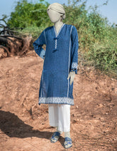 BLUE DOBBY EMBROIDERED KURTI | JJLK-S-JSS-25-338