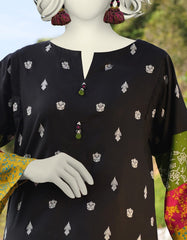 BLACK LAWN PRINTED KURTI | JJLK-S-JSS-25-357