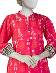 PINK PRINTED LAWN KURTI