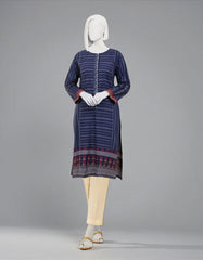 BLUE JACQUARD EMBROIDERED KURTI