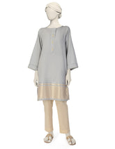 GREY WOVEN JACQUARD EMBROIDERED KURTI