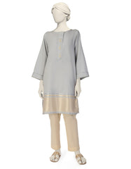 GREY WOVEN JACQUARD EMBROIDERED KURTI
