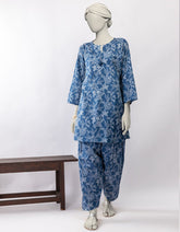 BLUE LAWN PRINTED KURTI