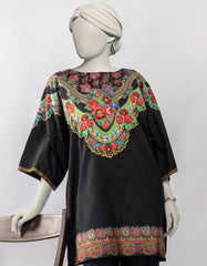 BLACK DOBBY APPLIQUÉ KURTI